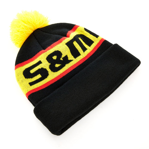 S&M FACTORY POM BLACK BEANIE