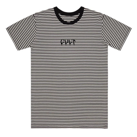 CULT BLACK STRIPE LOGO TEE