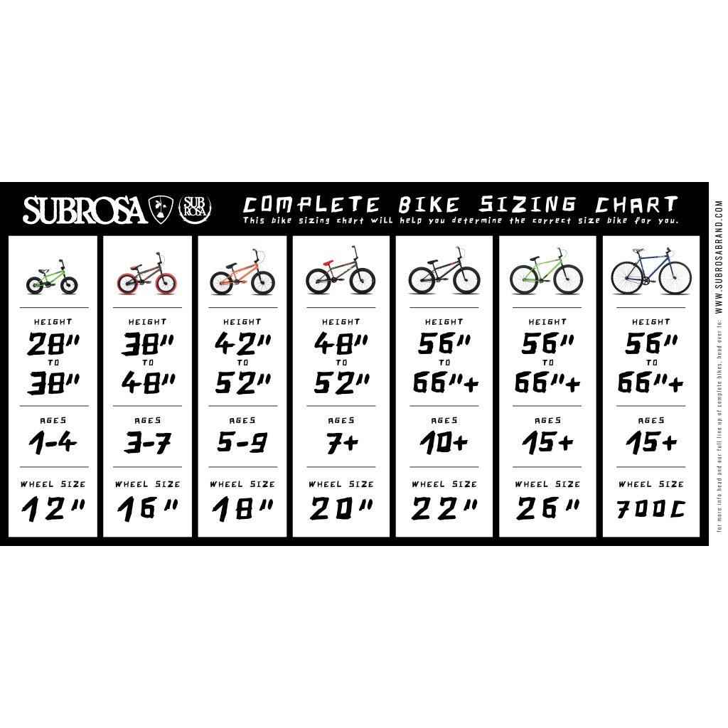 Bmx cruiser size shop chart